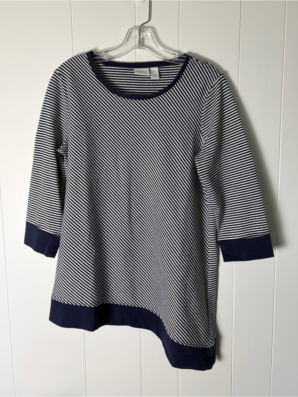 Chico’s Asymmetrical Navy & White Striped Women's Top M